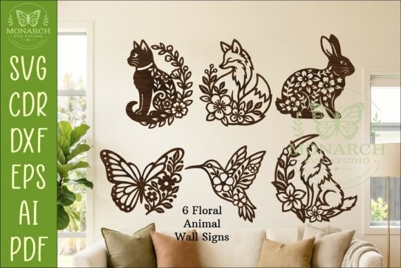 Download Floral Animal Wall Sign Bundle SVG Decor - Premium Resources