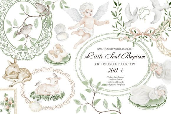 Download Hand Painted Baptism Watercolor Set - Hand painted Collection