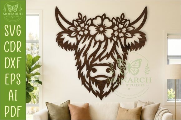 Download Floral Highland Cow Wall Sign SVG Decor - Premium Resources