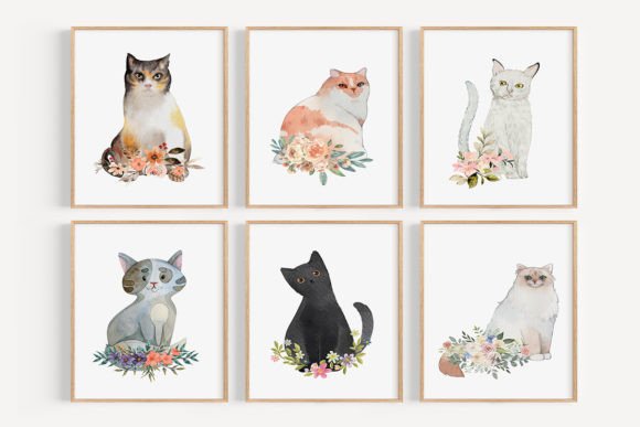 Download Watercolor Cat Wall Art, Nursery Decor - Decor Collection