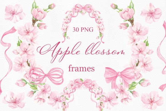 Download Watercolor Hand Painted Apple Blossoms - Hand painted Collection